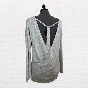 Athleta Strappy Back Sweater, Heather Gray, Size XS
